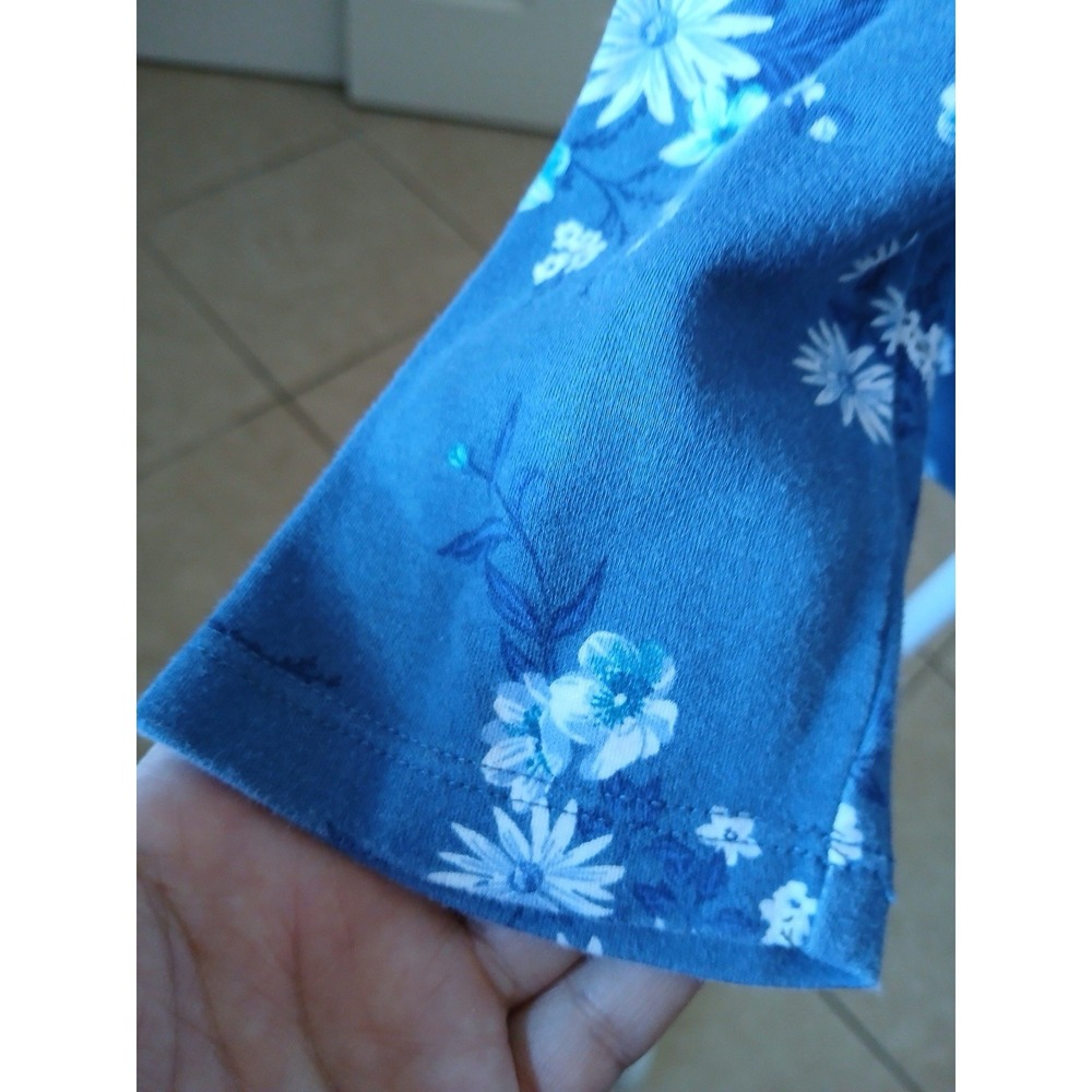 Croft & Barrow Women Size XL Blue Floralโ Mock Neck Long Sleeve Cotton Pullover - Picture 6 of 15